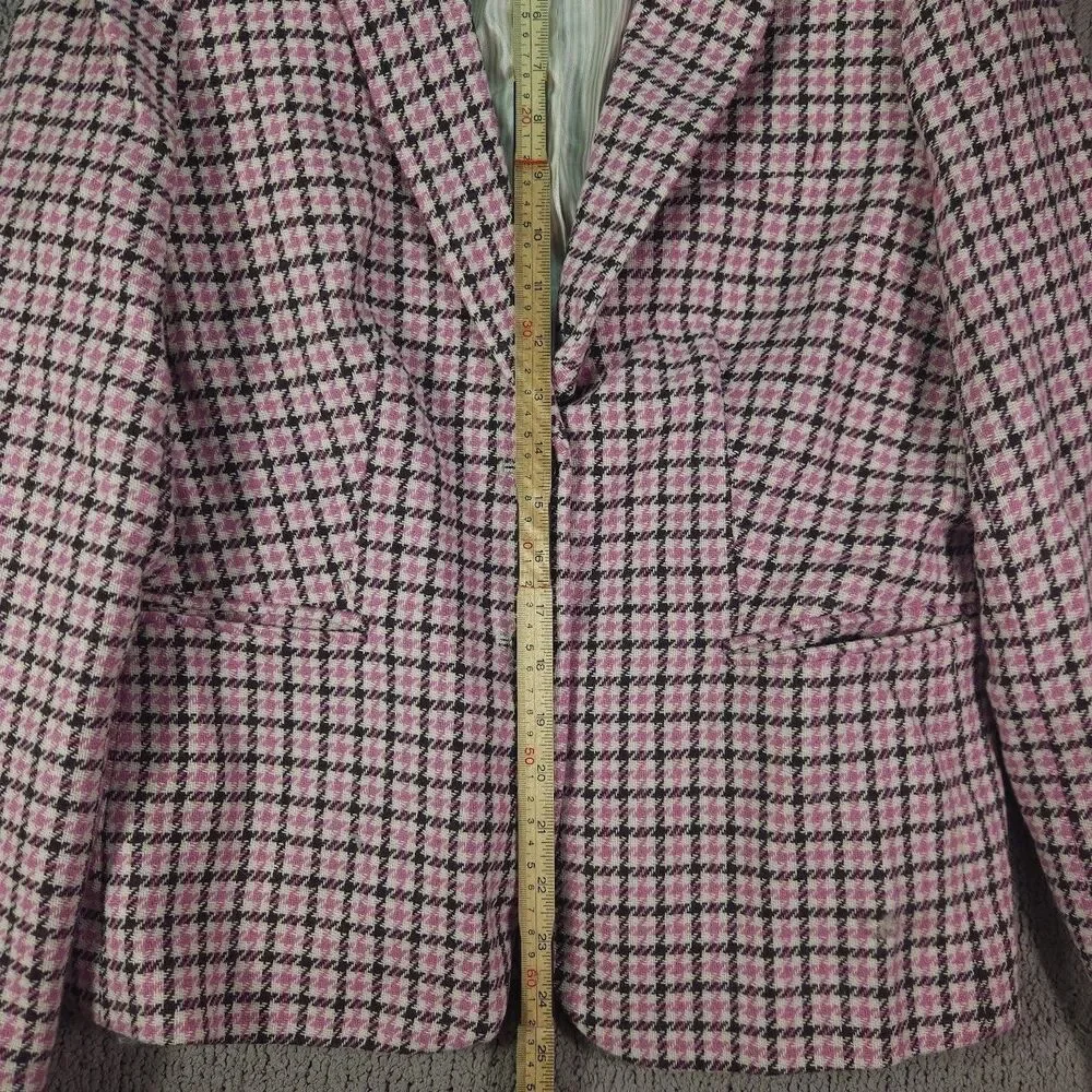 J. Crew Wool Houndstooth Campbell Blazer Womens M Tweed Plaid Preppy Academia